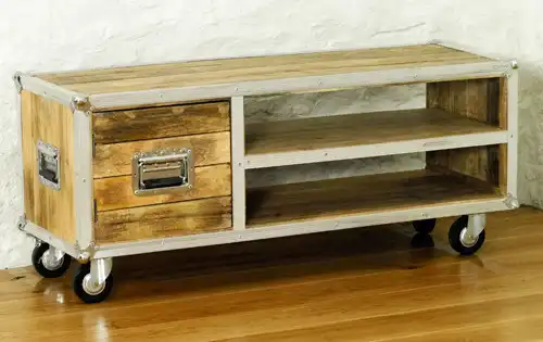 Roadie Chic Reclaimed Television Cabinet with 1 Door on Wheels - popular handicrafts